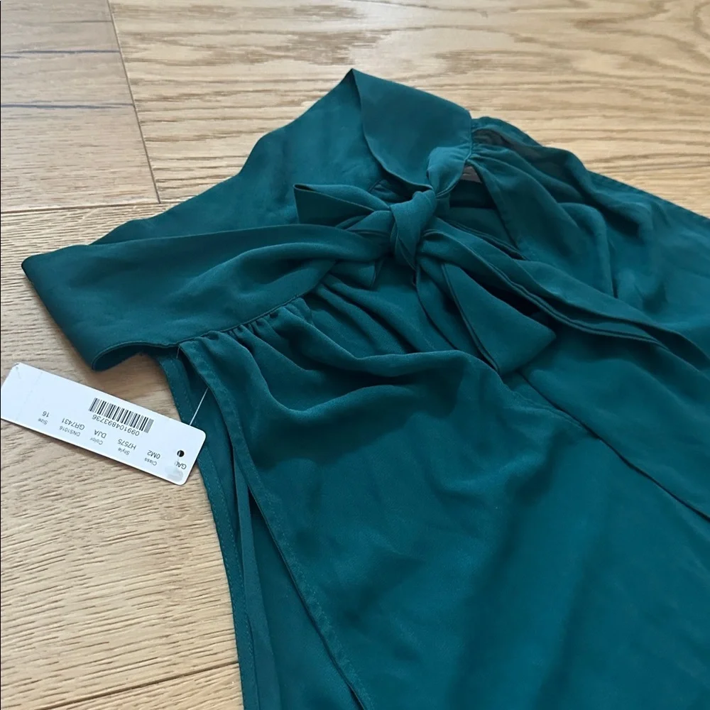 J crew dark green Sleeveless Top bow blouse 16 women’s NWT